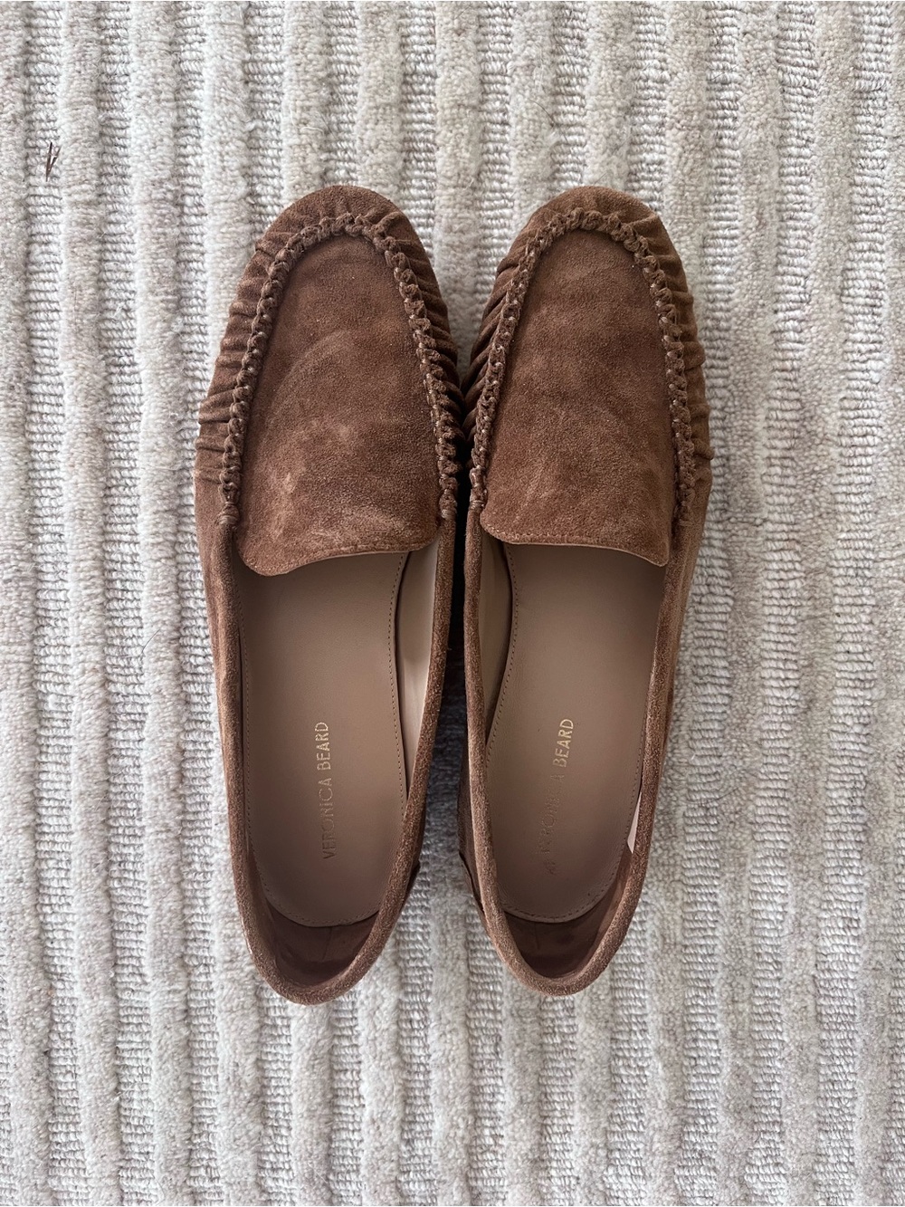 Veronica Beard Prilla Ruched Suede Loafers | Chestnut Brown